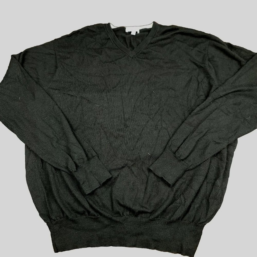 Peter Millar‎ Mens XL Sweater Crown Sport Merino Wool Silk Black V-Neck Golf